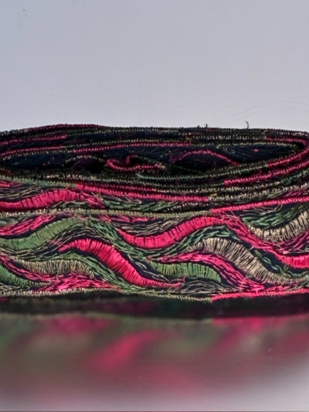 Rare Red and Green Cotton Metallic Trim